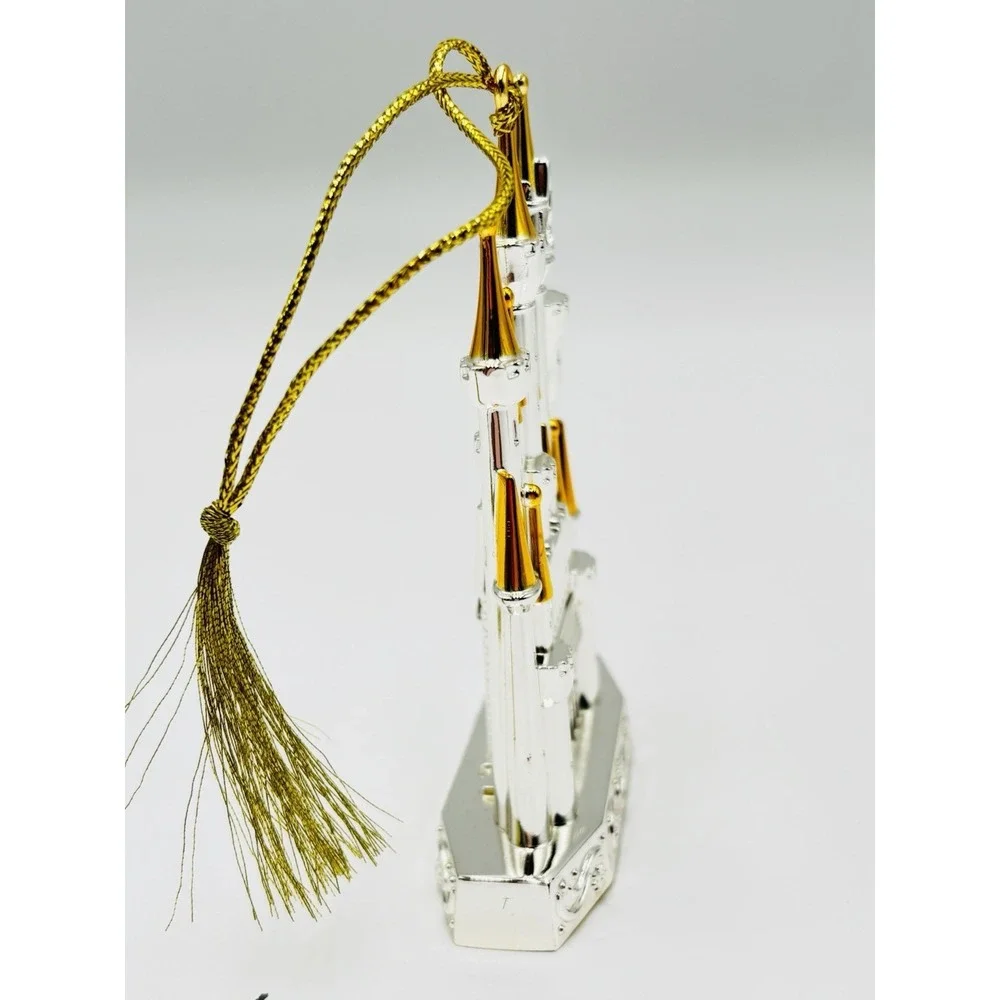 Lenox Disney Castle Ornament 2019 Silver Gold Tone Christmas w Tassel‎